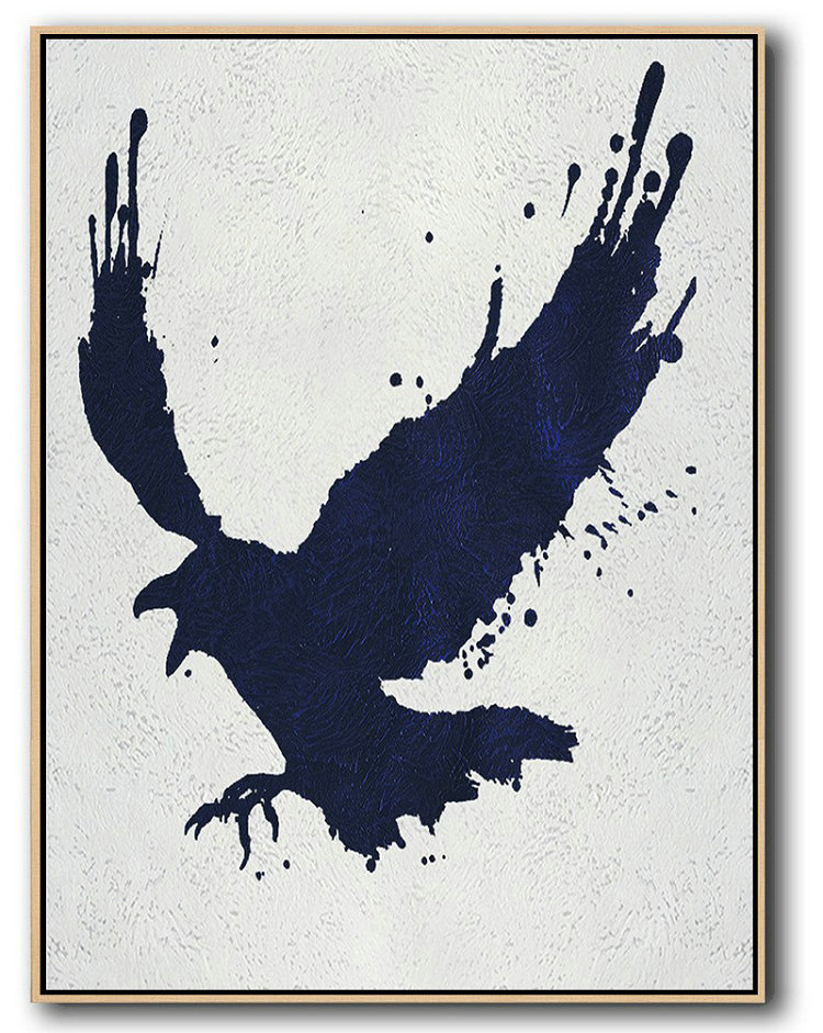 Large Abstract Art Handmade Oil Painting,Buy Hand Painted Navy Blue Abstract Painting Online,Acrylic Painting Large Wall Art